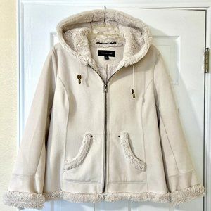 Jones New York Women's Jacket, Plush Suede Hooded with Faux Fur Lining